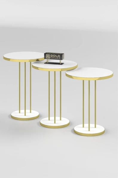 Gold Falez Zigon Sehpa Terra Gold Beyaz - 5
