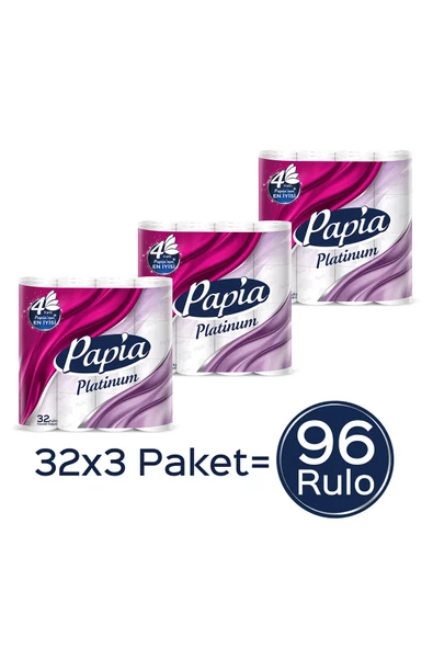 Papia Platinum Tuvalet Kağıdı 96 Rulo (32 RULO X 3 PAKET) - 2