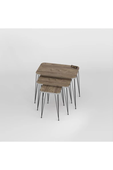 Gold Falez Zigon Sehpa Kr Gümüş Ceviz Tel Siyah Ayak - 2