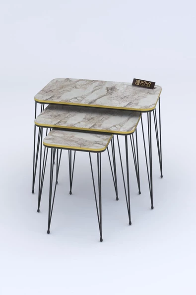 Gold Falez Zigon Sehpa Kr Çift Efes Tel Siyah Ayak - Resim 3