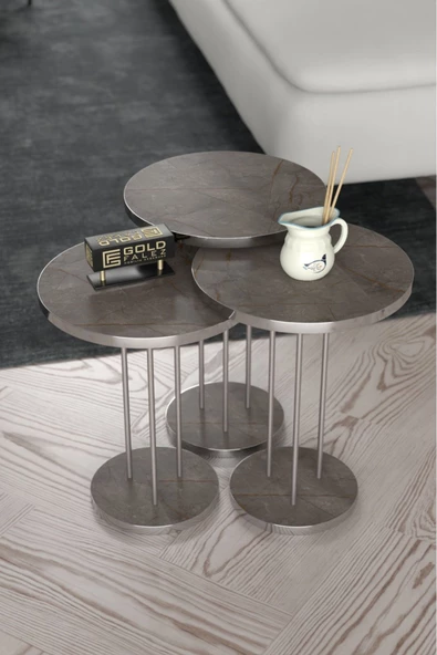 Gold Falez Zigon Sehpa Terra Gümüş Gordion ürün görseli 1