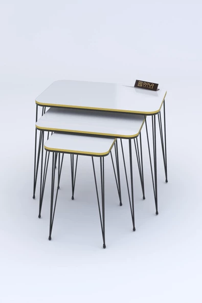 Gold Falez Zigon Sehpa Kr Çift Beyaz Tel Siyah Ayak - 3