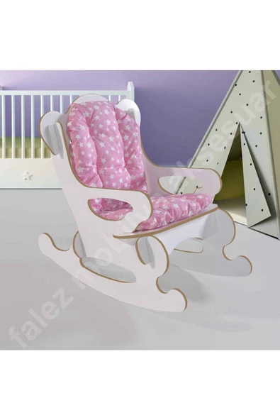 Gold Falez Sallanan Çocuk Sandalyesi Koltuk - Pembe Yıldızlı Minder - 3