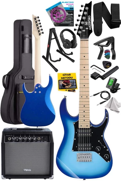 Maxword DE-150BL-35AMP Maple Klavye HH Yüksek Kaliteli 35W Amfili Elektro Gitar Seti - 2