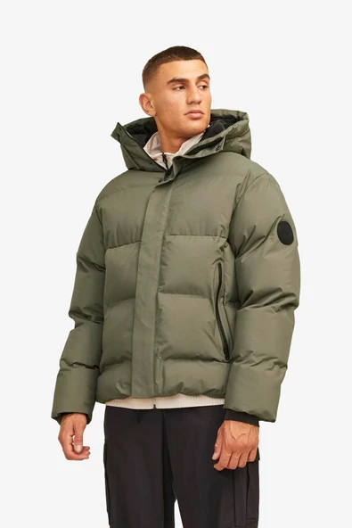 Jack & Jones Jcoalpha Puffer Erkek Yeşil Mont 12261971-DustyOlive