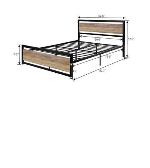 HFT HOME Metal Karyola, Çınar XL Metal Karyola Renk seçenekli, Çift Kişilik 42 160X200 ÇAM - 6