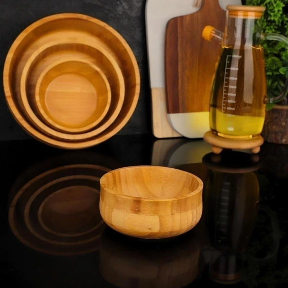 Mien Dayanıklı Bambu Bohem Kase 13 cm Küçük Boy (S) 1 Adet 7B121 - 4