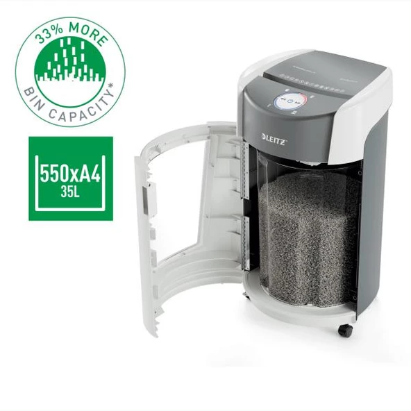 Leitz IQ OptiMax Office Mikro Kesim Evrak İmha Makinesi P5 35L - Beyaz - KOD:83600000 - 10