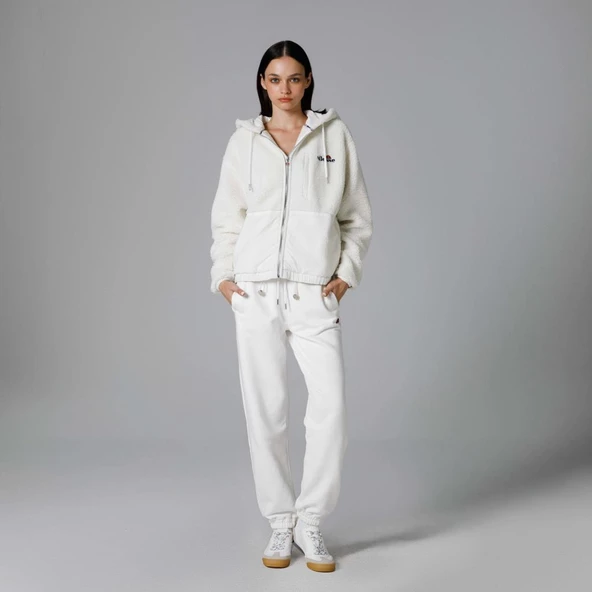 Ellesse Fermuarlı Kapüşonlu Kadın Beyaz Ceket EF181 - Resim 2