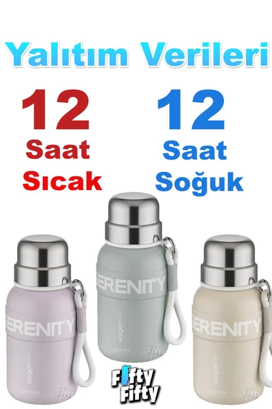Vagonlife 600 ML Paslanmaz Çelik Termos/Su Matarası Rahat İçim-Taşıma Askılı-FF1005-600ml - 5