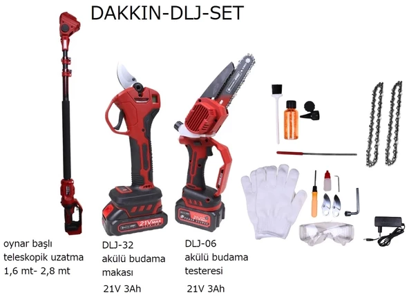 Dakkin DLJ Set 2 Adet Akü + Teleskopik Uzatma + Akülü Testere + Akülü Makas - 2
