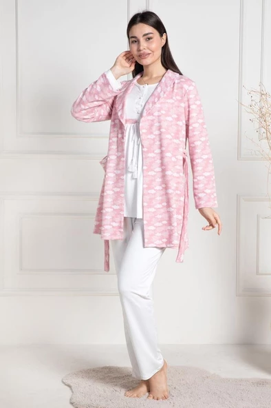 Mecit 6100 Bayan Hamile Lohusa Pembe Sabahlıklı Pijama Takım - 2