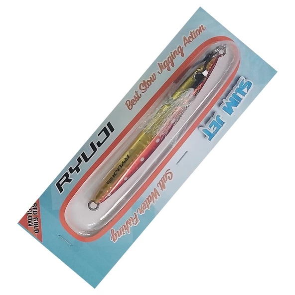 Ryuji Slim Jet 8cm 20gr Metal Jig Yem  Red Gold Glow - 1