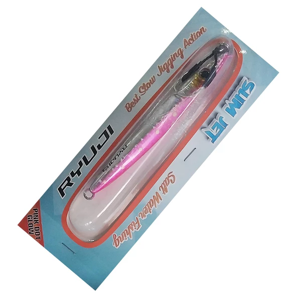 Ryuji Slim Jet 8cm 20gr Metal Jig Yem  Pink Dot Glow