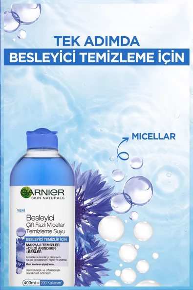 Garnier Skin Naturals Makyaj Temizleme Suyu Çift Fazlı Mavi 400 ml - 4