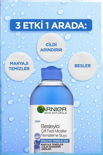 Garnier Skin Naturals Makyaj Temizleme Suyu Çift Fazlı Mavi 400 ml