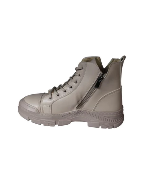 YAZKIŞ Kadın Siyah Ten Cilt Bağcıklı Fermuarlı Yanı Taşlı Termo Taban fashıon Bilekten Bot - Resim 8