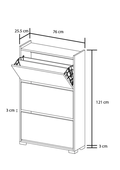 Mobilique  Eylül 3 Kapaklı 6 Gözlü Ayakkabılık (Byz-Byz)