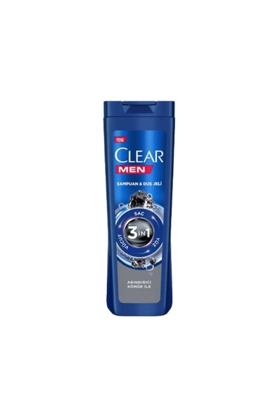 Clear Men 3 İn 1 Şampuan & Duş Jeli Arındırıcı Kömür 350 Ml