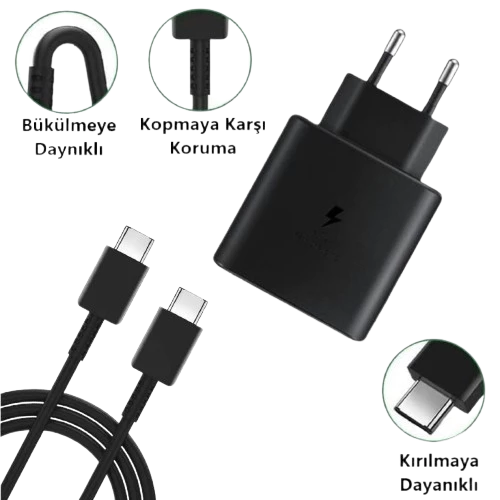 Şarj Aleti Hızlı Güvenli Şarj 65W USB  Type C Uçlu Kablolu Şarj Aleti - 11