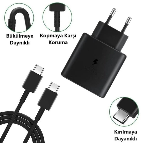 Şarj Aleti Hızlı Güvenli Şarj 65W USB  Type C Uçlu Kablolu Şarj Aleti - 8