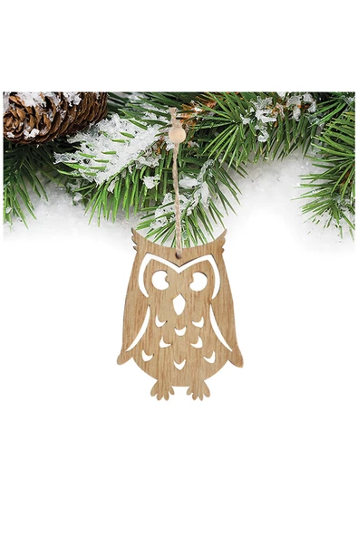 Yılbaşı Ahşap Baykuş Asma Süs 2'li - 2