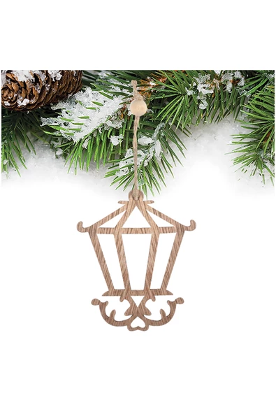 Yılbaşı Ahşap Kafes Asma Süs 2'li - 2
