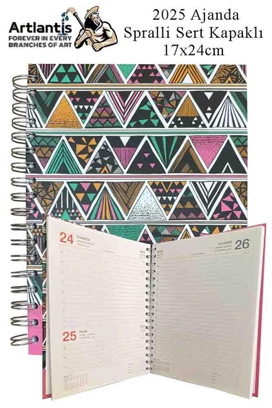 2025 Ajanda Spralli Sert Kapak 1 Adet 17x24 cm Telli Ajanda 2025 Çizgili Ajanda Günlük Planlayıcı Termo Kapak Ofis Okul - 7