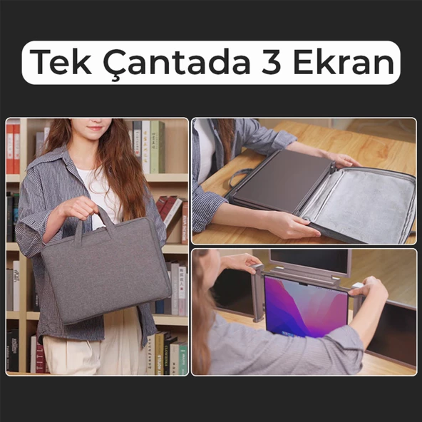 NPO NPM680 14" FHD 1080p IPS Type-C Taşınabilir Dizüstü 3'lü Monitör Çoklayıcı Notebook Monitör - 7