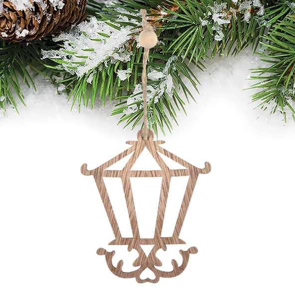 Yılbaşı Ahşap Kafes Asma Süs 2'li