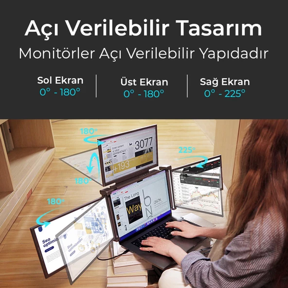 NPO NPM680 14" FHD 1080p IPS Type-C Taşınabilir Dizüstü 3'lü Monitör Çoklayıcı Notebook Monitör - 5