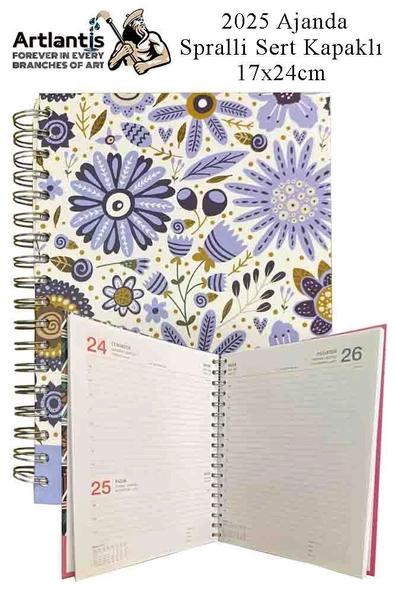 2025 Ajanda Spralli Sert Kapak 1 Adet 17x24 cm Telli Ajanda 2025 Çizgili Ajanda Günlük Planlayıcı Termo Kapak Ofis Okul - 3