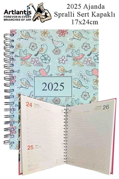 2025 Ajanda Spralli Sert Kapak 1 Adet 17x24 cm Telli Ajanda 2025 Çizgili Ajanda Günlük Planlayıcı Termo Kapak Ofis Okul - 4