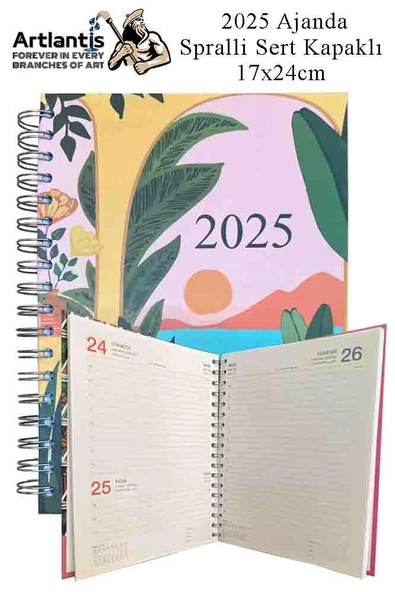 2025 Ajanda Spralli Sert Kapak 1 Adet 17x24 cm Telli Ajanda 2025 Çizgili Ajanda Günlük Planlayıcı Termo Kapak Ofis Okul - 8