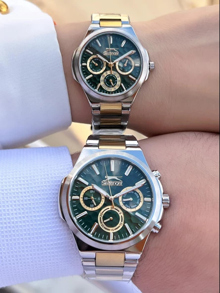 Slazenger Bay Ve Bayan Çelik Kordon Çiftlere Özel 10 Atm Suya Dayanıklı Cift Saati ESL.9.2427.2.01 - Resim 3