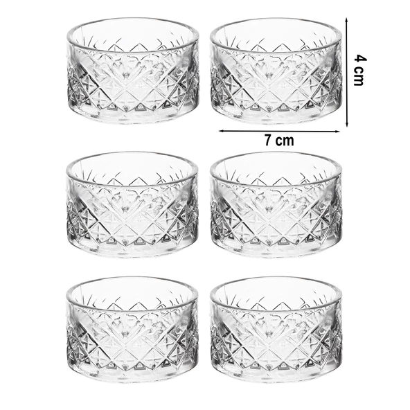 Porsima TE-10 Cam Kase Puding Tatlı Ve Dondurma Kasesi 6'lı Kase Seti Dondurma Çerez Kasesi - 3