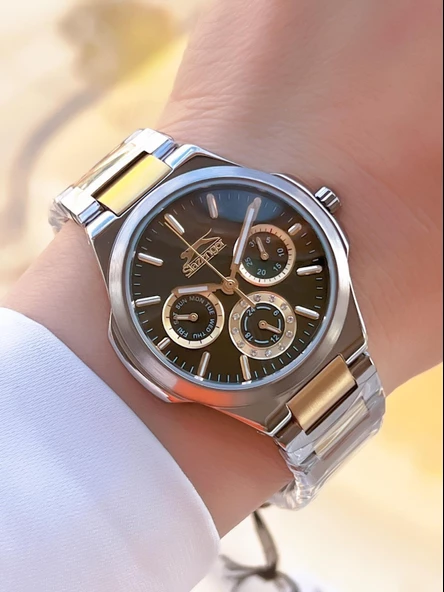 Slazenger Bay Ve Bayan Çelik Kordon Çiftlere Özel 10 Atm Suya Dayanıklı Cift Saati ESL.9.2427.2.01 - Resim 5