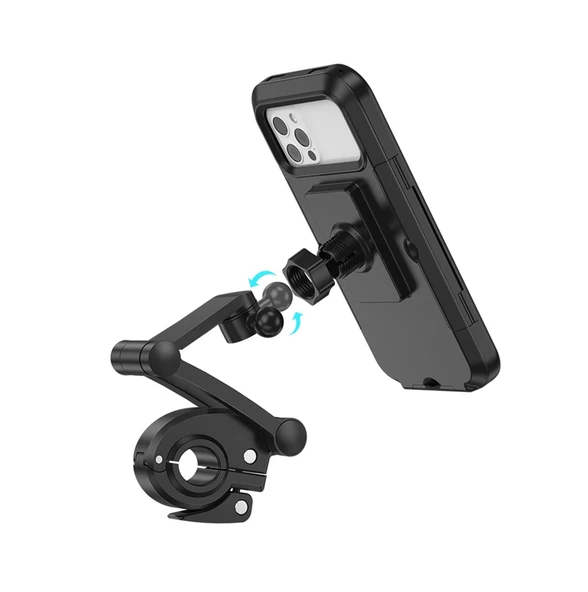 Newface CA101 Su Geçirmez Motosiklet Telefon Tutucu - Siyah - 4