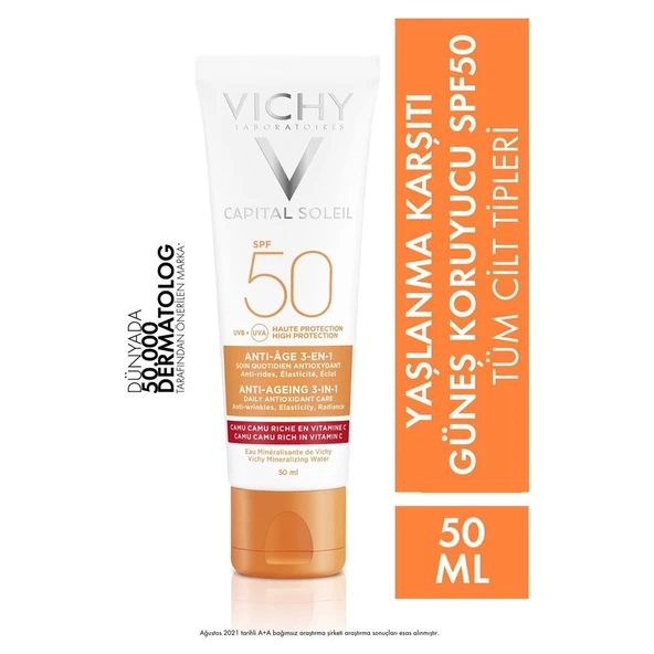 Vichy Capital Soleil Yüksek Korumalı Yaşlanma Karşıtı Güneş Yüz Bakım Kremi - Spf 50(Uva+Uvb) 50 ml