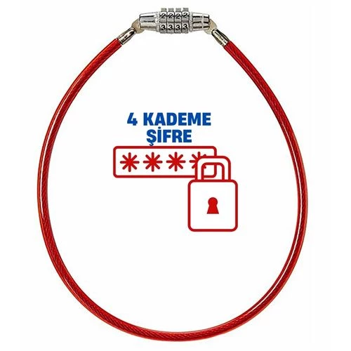 4 Kademe Şifreli 50 cm Bisiklet Kilidi