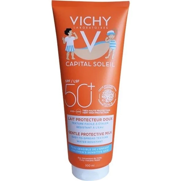 Vichy Capital Soleil Gentle Protective Milk For Kids - Çocukların Hassas Cildi İçin Yüksek Korumalı Yüz Ve Vücut Sütü Spf 50 300 ml