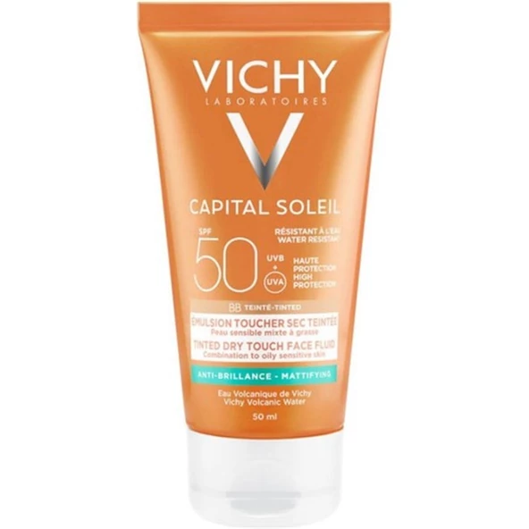 Vichy Capital Soleil BB Tinted Dry Touch Face Fluid - Parlama Karşıtı Ve Renkli Dokulu Yüksek Korumalı Güneş Koruyucu Yüz Kremi Spf 50 50 ml