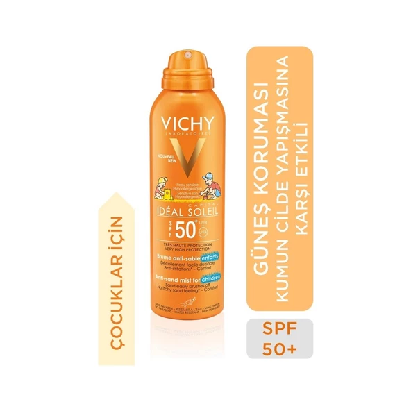 Vichy Capital Soleil Anti-Sand Mist For Kids - Hassas Çocuk Cildi İçin Kumun Cilde Yapışmasına Karşı Etkili, Çok Yüksek Faktörlü Güneş Koruyucu Sprey Spf 50+ 200 ml