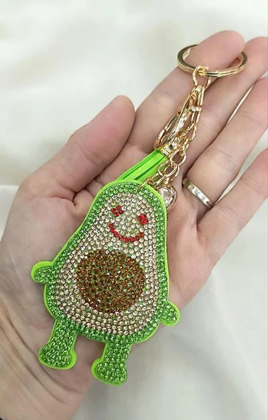 Anahtarlık Taşlı Avokado Araba Çanta Cüzdan Süsü - Resim 2