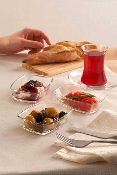54673 Tokio Cam 2li Çerezlik Meze Servis Tabağı Kahvaltılık 14cm - 5