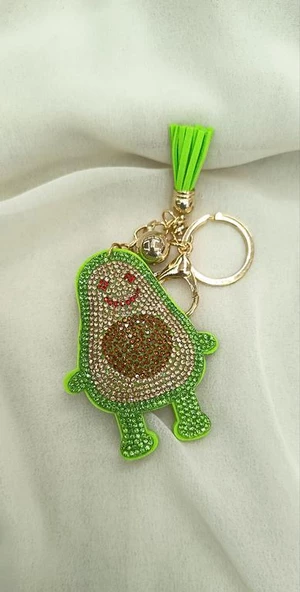 Anahtarlık Taşlı Avokado Araba Çanta Cüzdan Süsü - Resim 3