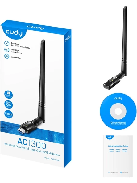 Cudy WU1400 1300 Mbps Kablosuz Ağ Adaptörü - 3
