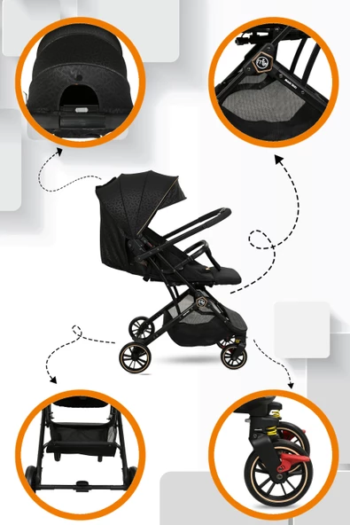 Maxi Taxi Kokpit  Çift Yönlü Kabin Boy Bebek Arabası  Siyah ( Çanta Hediyeli ) - 2