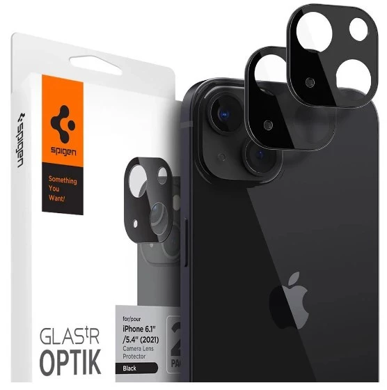 Spigen Apple iPhone 13 / iPhone 13 Mini Kamera Lens Camı Koruyucu GLAS.tR Optik Black