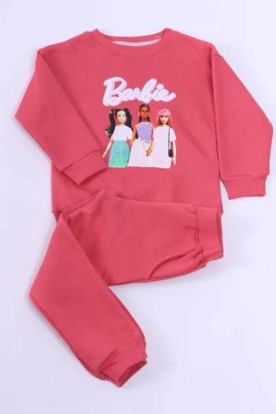 KIZ ÇOCUK EŞOFMAN TAKIMI KARAKTER BASKILI PUL PAYETLİ A59 - Resim 3